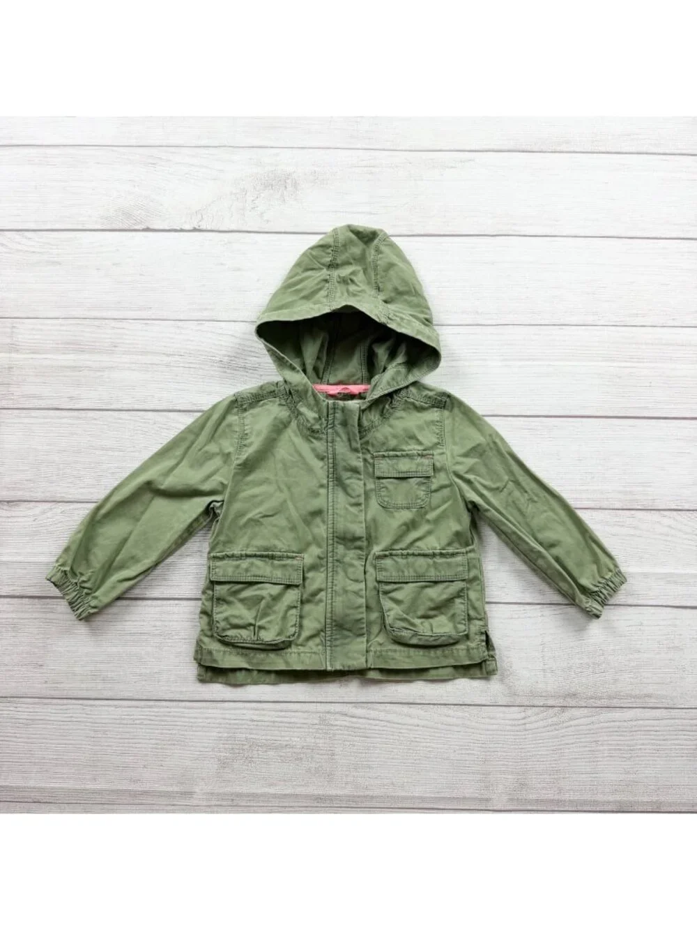 OshKosh Bgosh Green Hooded Jacket Pockets Toddler 18-24 Months